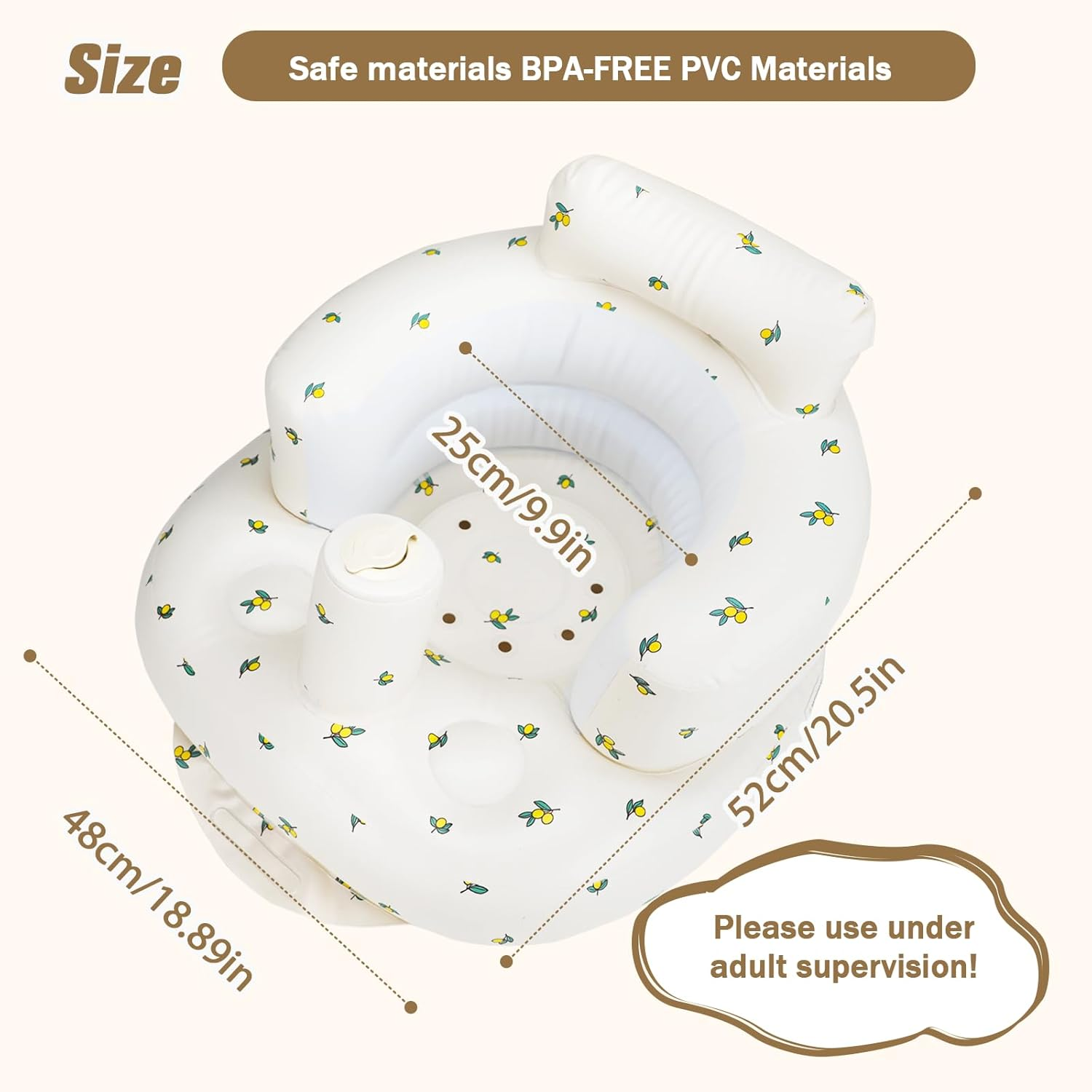 Inflatable Baby Chair for Babies 3 Months and Up, Baby Support Seat Summer Toddler Chair for Sitting Up, Baby Floor Seat with Built in Air Pump (Orange) image number 6