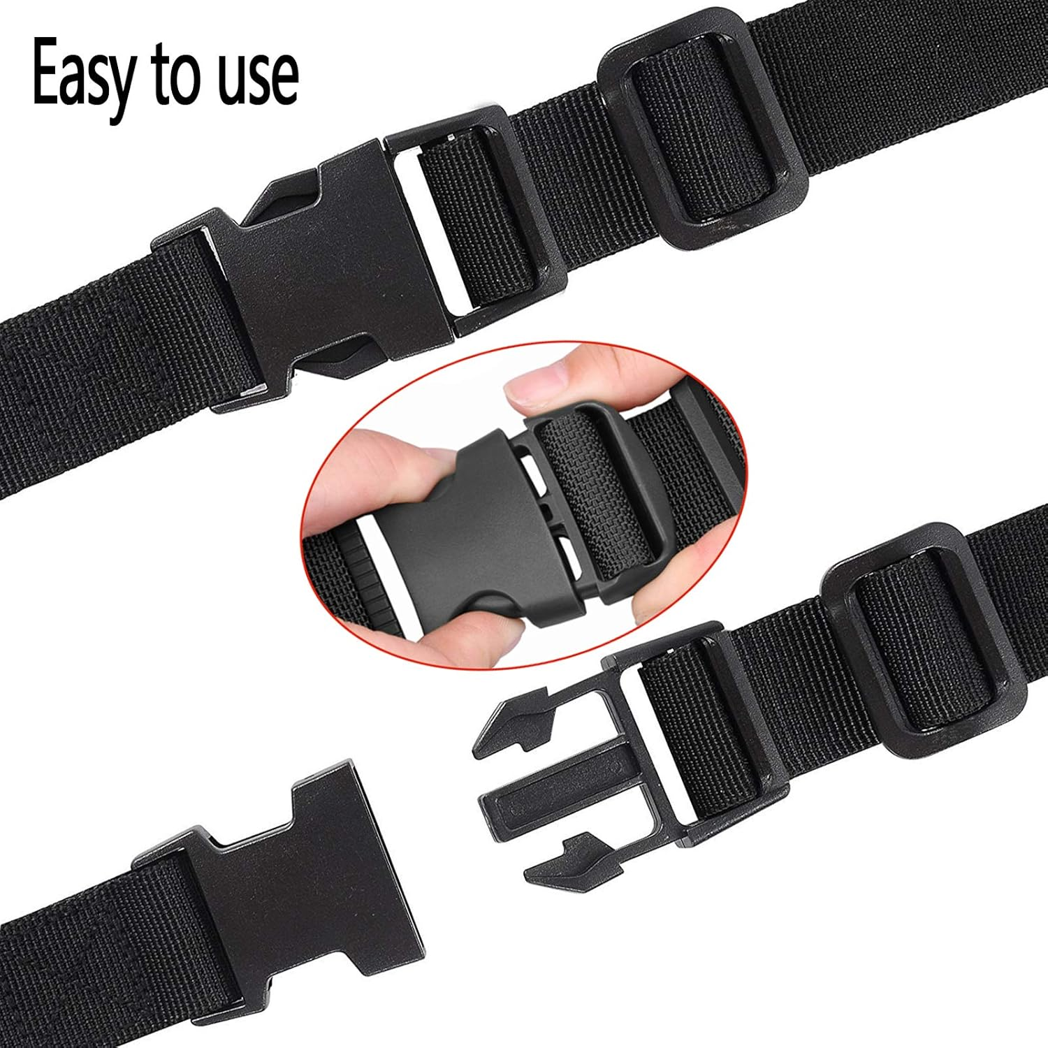 Utility Strap,Heavy Duty Secure Straps for Outdoor Sports, Backpacking, Sleeping Bag Compression, Luggage, Bundling, with MOLLE Gear Quick Release Buckle 4 Pcs image number 5