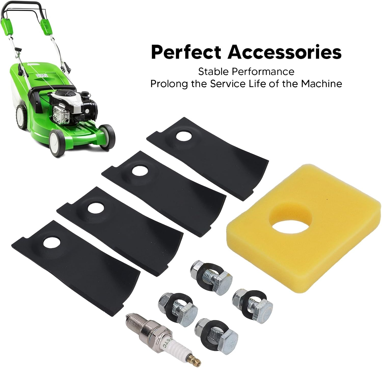 18Inch Lawn Mower Blades Spark Plugs, Air Filter Replacement Kit for 450E 500E 550E 550EX Motor image number 2