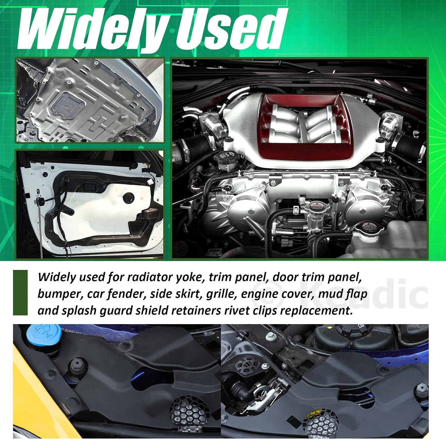 Keadic 500 Pcs Mixed Nylon Bumper Fender Trim Push Fasteners Rivet Clips Replacement Kit, Auto Panel Shield Engine Cover Retainer Fastener Rivet Push Clips for GM image number 5