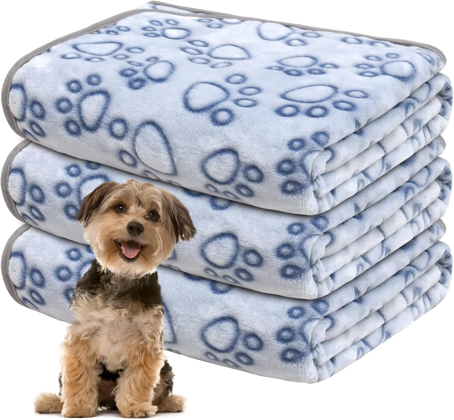 Gorgelly 1 Pack of 3 Dog Blankets, Soft Pet Blanket, Washable, Cuddly Blanket, Fluffy for Small, Medium Dogs, Cats, Sofa Protector for Dogs, Dog Blanket for Travel, 60 X 50 Cm