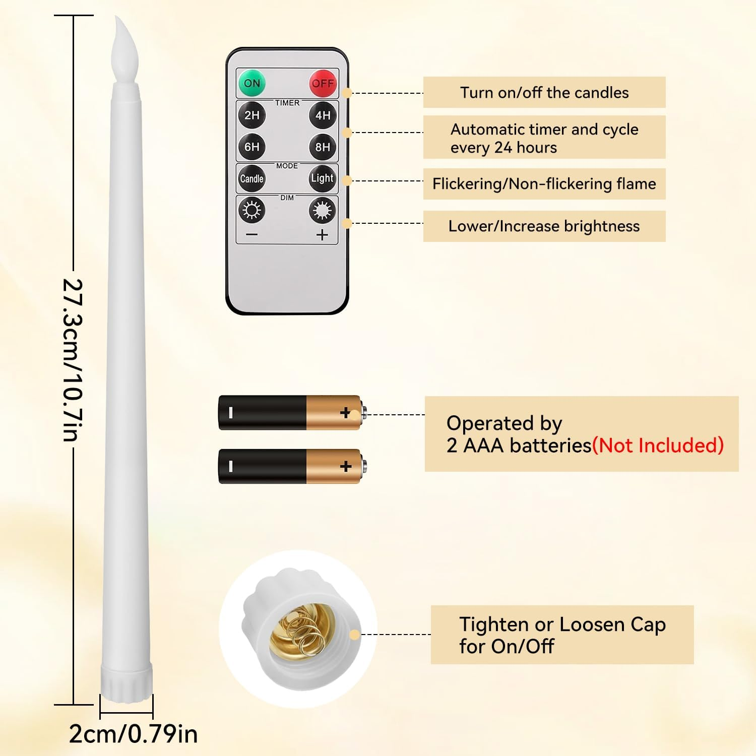 LED Flameless Candles Taper Flickering with 10-Key Remote Battery Operated Window Candles Lights Set of 6 Led Warm 3D Wick Light for Christmas Diwali Home Wedding Decor image number 4