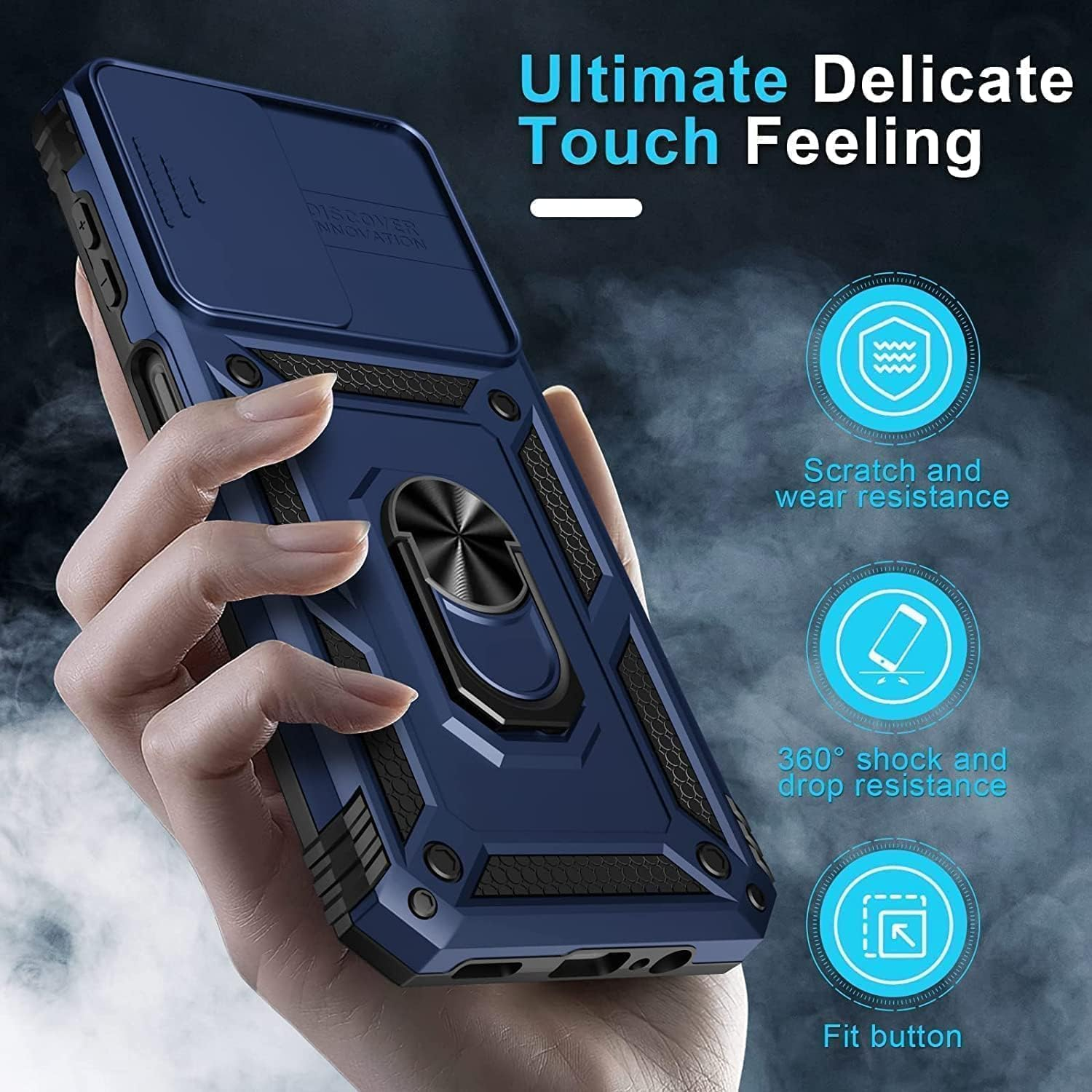 Mobile Phone Case for Samsung Galaxy A16 5G Case with Camera Protection, Armour Protective Case Galaxy A16 5G with 360&deg; Metal Ring Stand Military Shockproof Bumper Hard Case Samsung A16 5G Cover (Blue image number 2