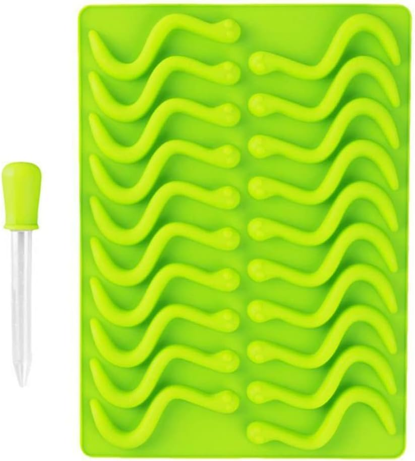 AU Gummie Snake Mold DIY Edible Gummy Snakes Lollies Candy Lolly Silicone Mould Sky Blue