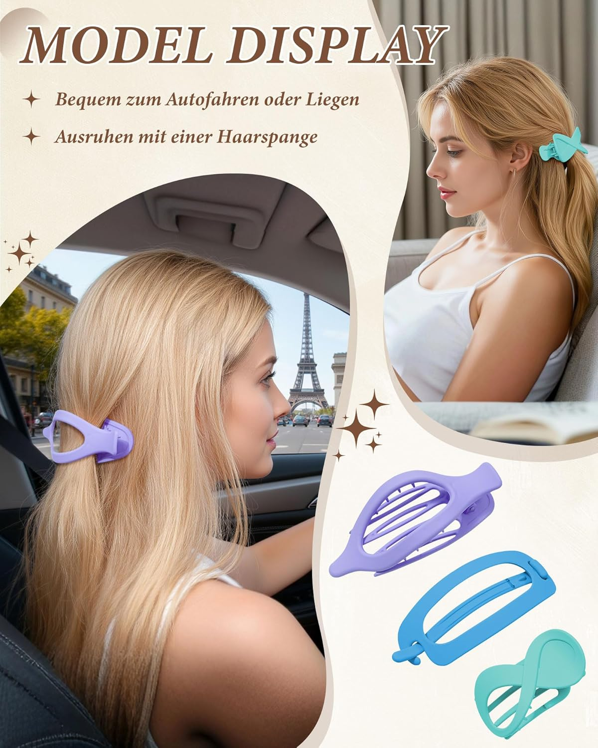 Kajeer Pack of 6 Flat Hair Clips for Women - French Flat Hair Clips Comfortable Flat Hair Claw Clips for Thick Thin Hair, Everyday Life, Sports, Driving (Fresh Colours) image number 1