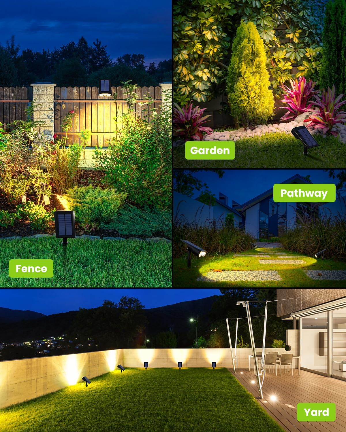 PATIOPIA Solar Spot Lights Outdoor, 2 Pack IP67 Waterproof 3 Lighting Modes Landscape Spotlights for Yard Garden Yard Pool Pathway Fence House Garage