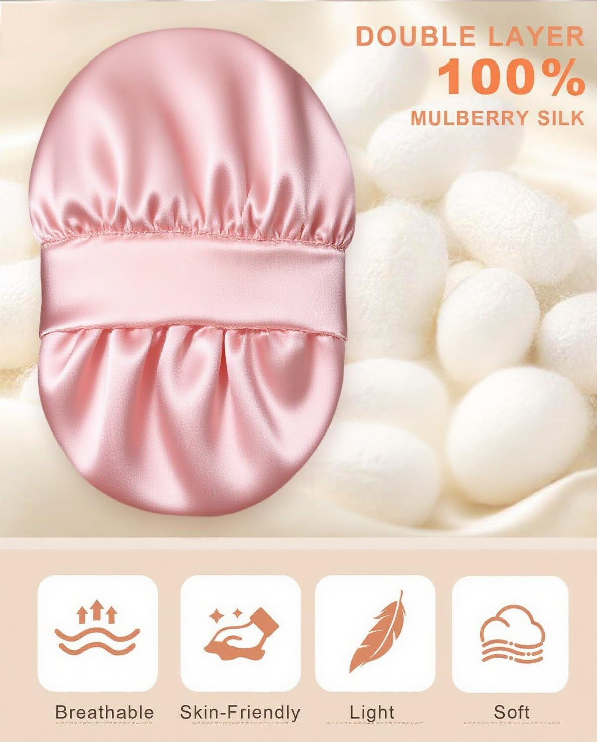100% Silk Bonnet for Sleeping, Double Layer 22 Momme Mulberry Silk Hair Bonnet, Silk Wrap with Soft Tie Band Sleep Caps for Women image number 6