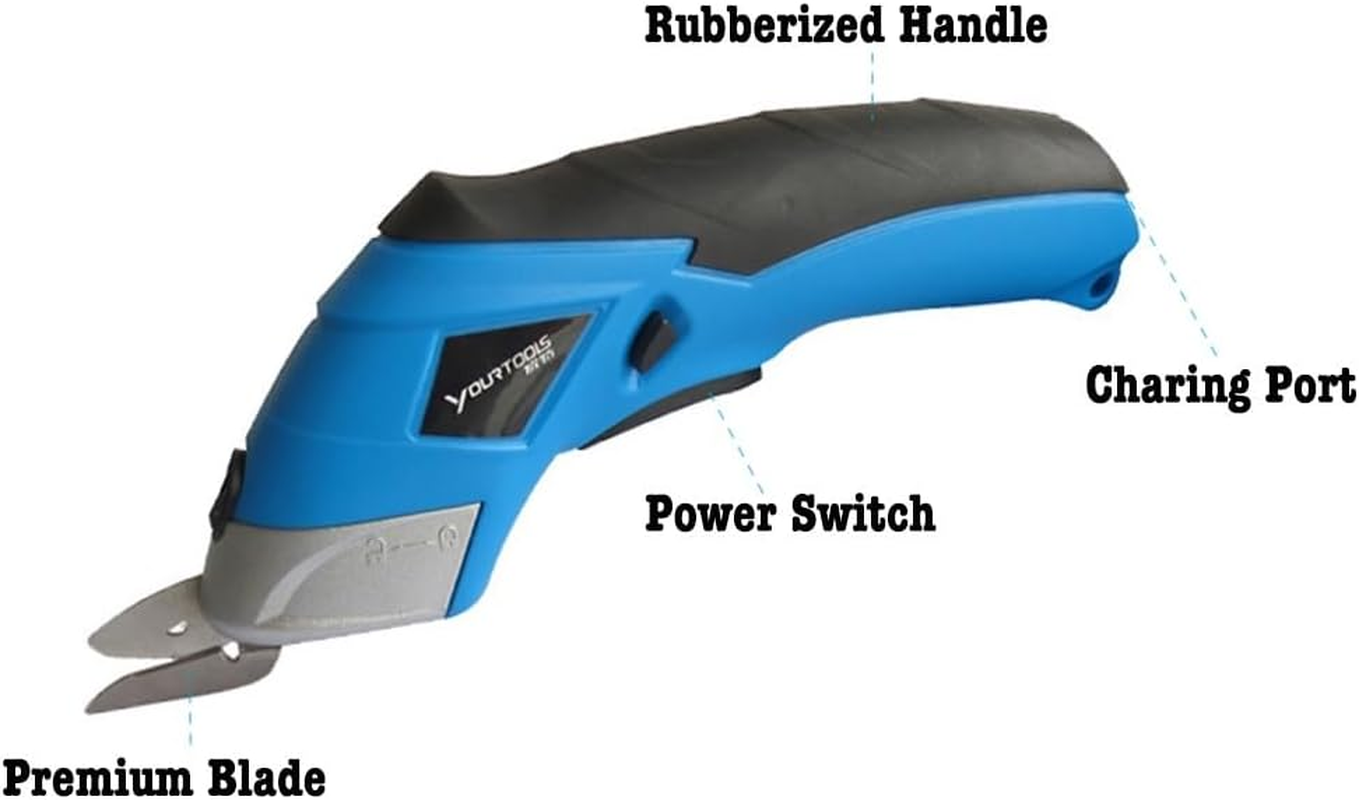 Electric Scissors, Cordless Fabric Scissors, 10000RPM Fabric Cutting Tool with 2 Blades, Rechargeable Powerful Shears, 20W Cardboard Carpet Leather Felt Cutter image number 6