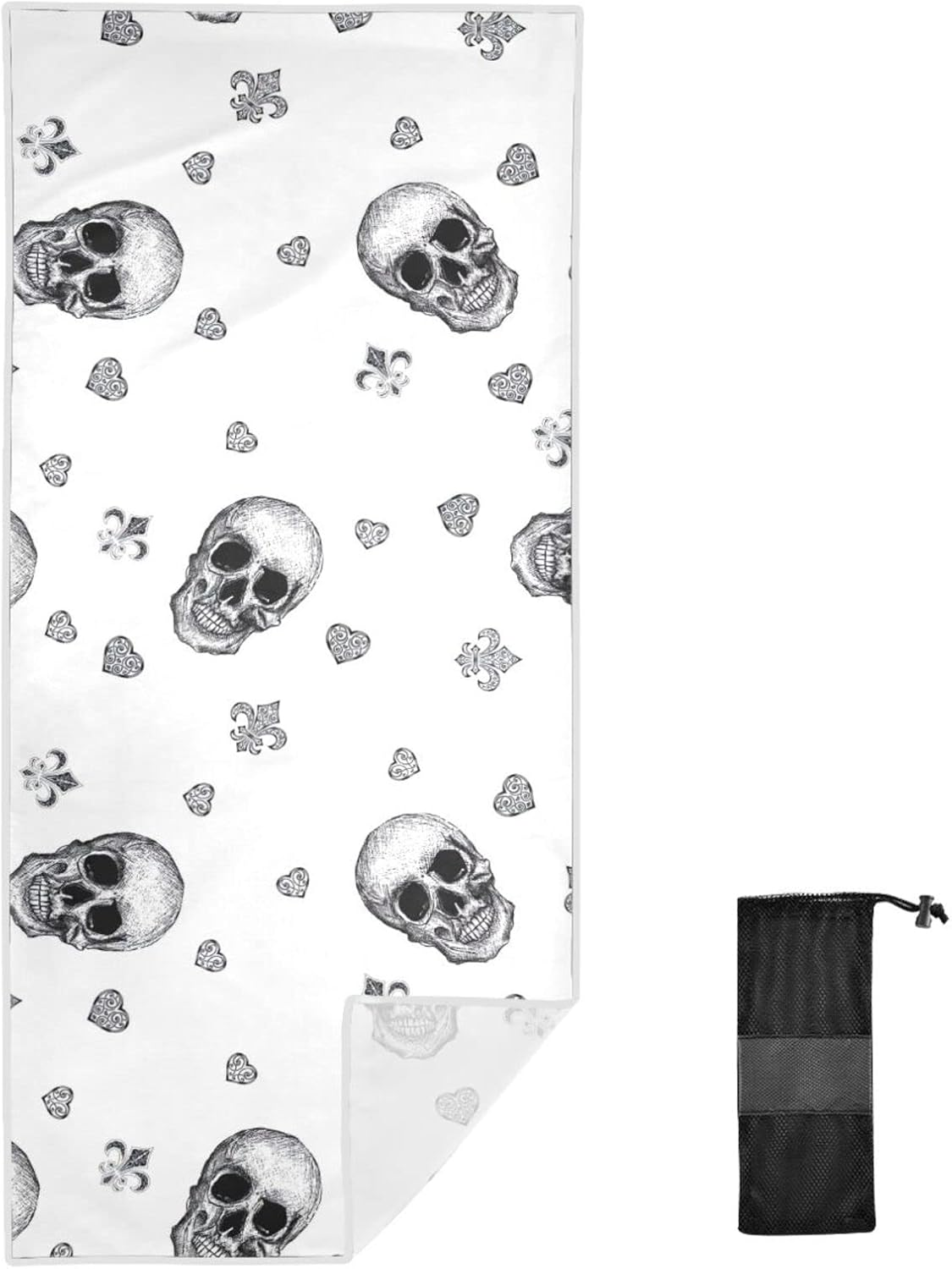 ODAWA Skulls Black Beach Towels Quick-Dry Super Absorbent Beach Blanket Pool Travel Swimming Bath Shower Towel image number 5