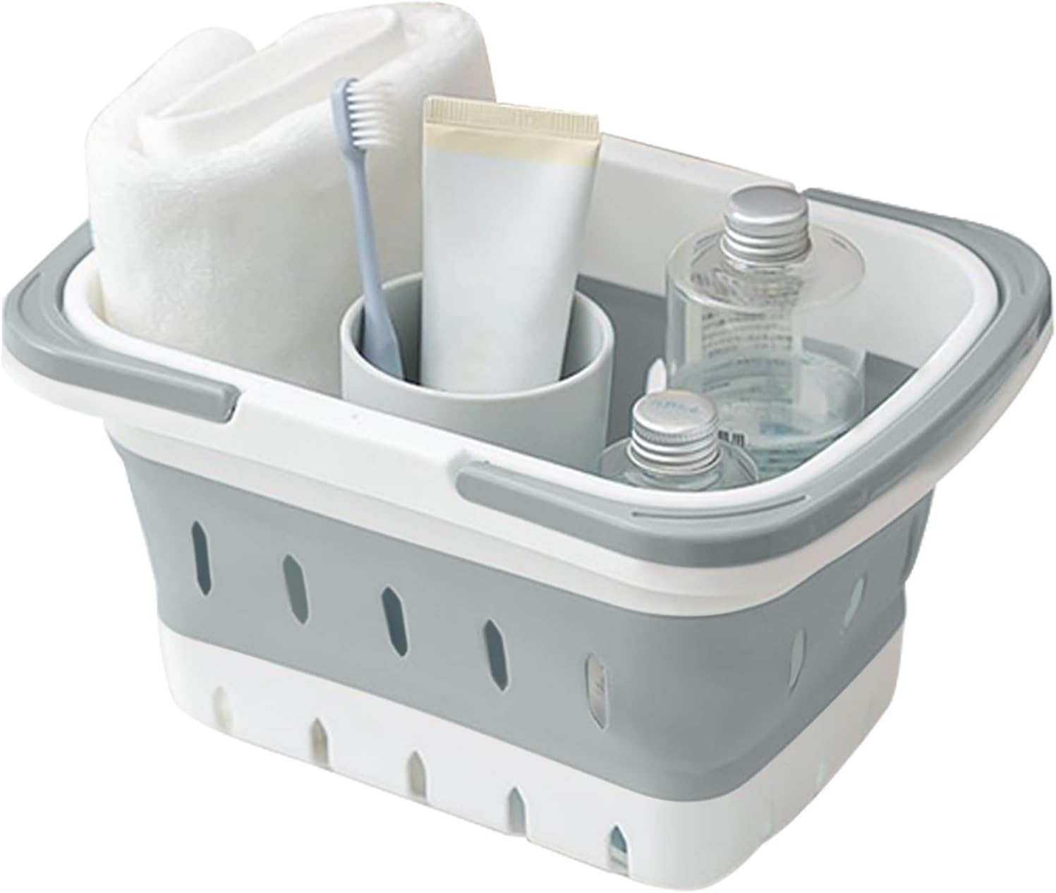 Basket for Shower,Folding Bath Basket with Handle - Portable Shower Organizer for Gym Home Dorm College Apartment RV Camping