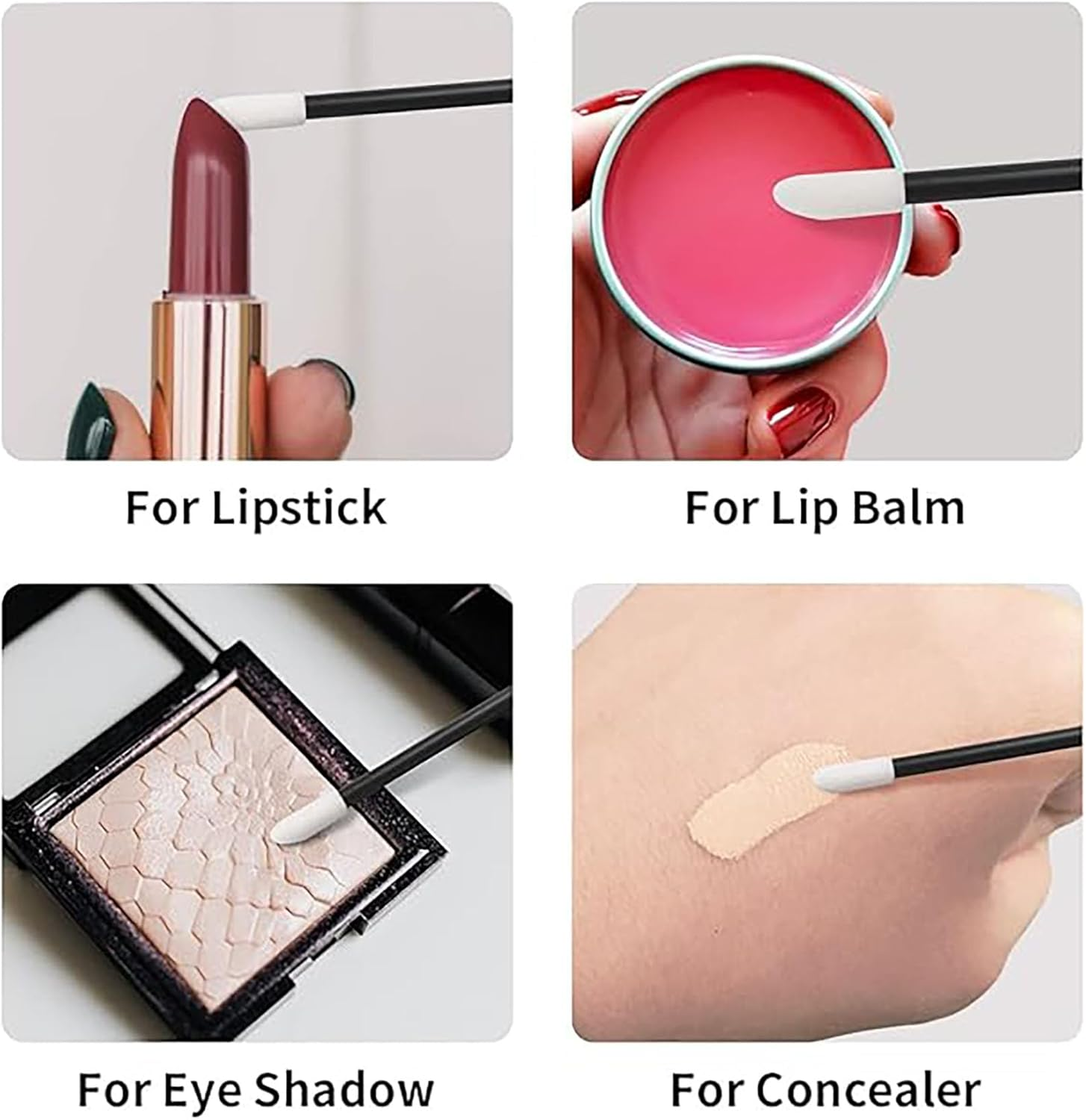 SYGELER 200PCS Disposable Lip Brushes - Lint-Free Lipstick & Gloss Applicator Wands, Hygienic Makeup Tools for Precise Application (Black)