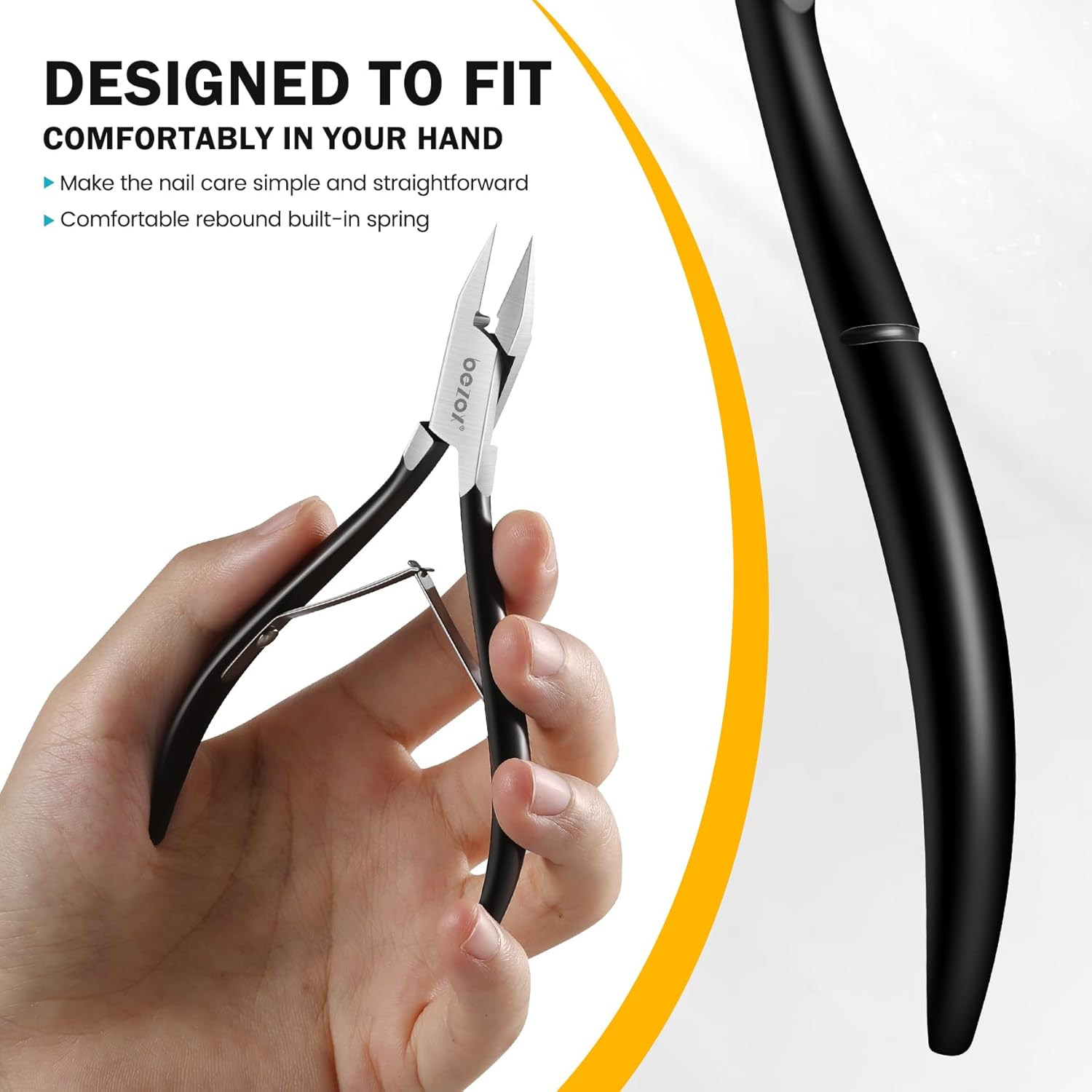 BEZOX BEZOX Straight Blade Toenail Clippers for Seniors Thick Toenails - Wide Open Pointed Jaw Toe Nail Clippers for Ingrown Nails, Precision Grooming Toenail Scissors for Healthy Nails - Black - Black image number 3