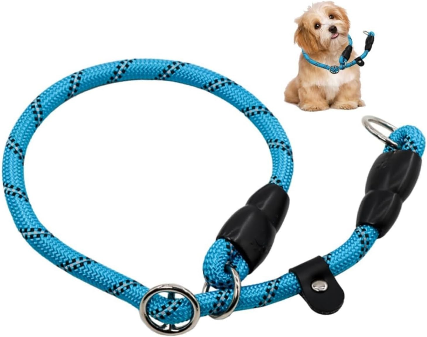 Lyfengdeam Dog Slip Collar Training Dog Collar with Reflective Strips,Puppy Braided Collar,Pets Nylon Rope Collar No Pull for Pet Outdoor Walking round Training Lead with Adjustable (Red, M)