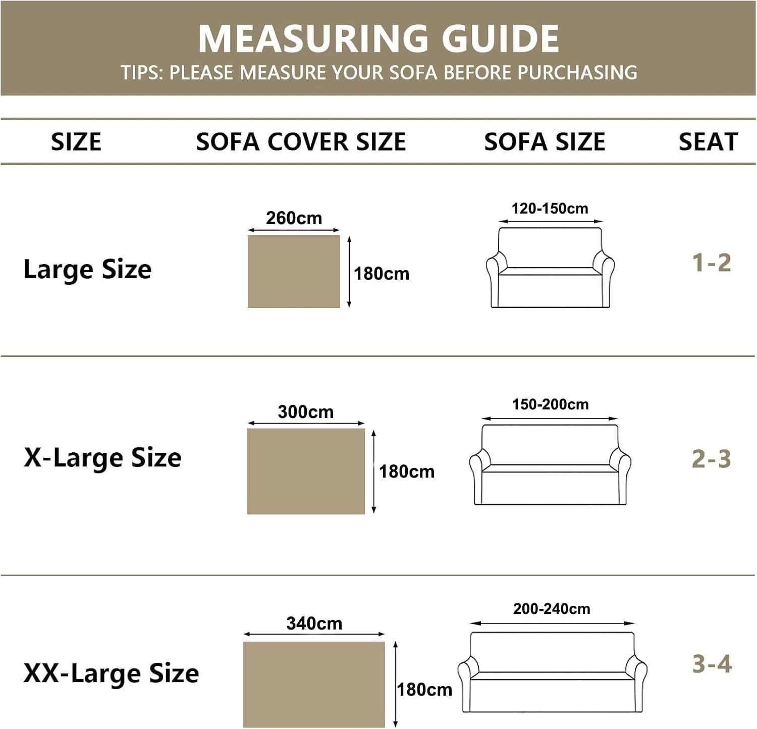 Couch Cover for Pets, Couch Covers for 2 Cushion Couch Sofa Sectional L Shape Chenille Sofa Cushion Covers for Pets, Throw Couch for Dogs, Kids (Beige, 180 X 300Cm) image number 1