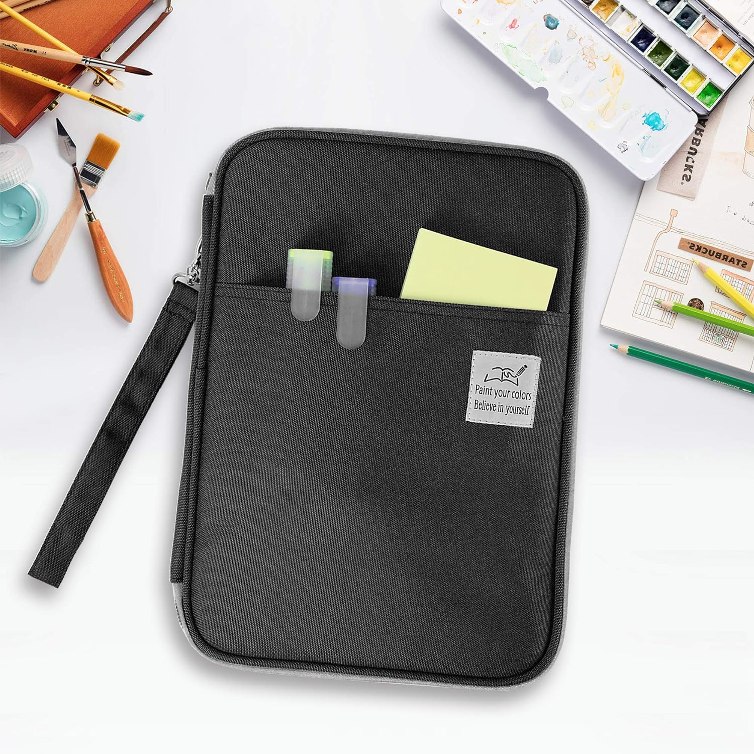 YOUSHARES 192 Slots Colored Pencil Case, Large Capacity Pencil Holder Pen Organizer Bag with Zipper for Prismacolor Watercolor Coloring Pencils, Gel Pens & Markers for Student & Artist (Black) image number 6