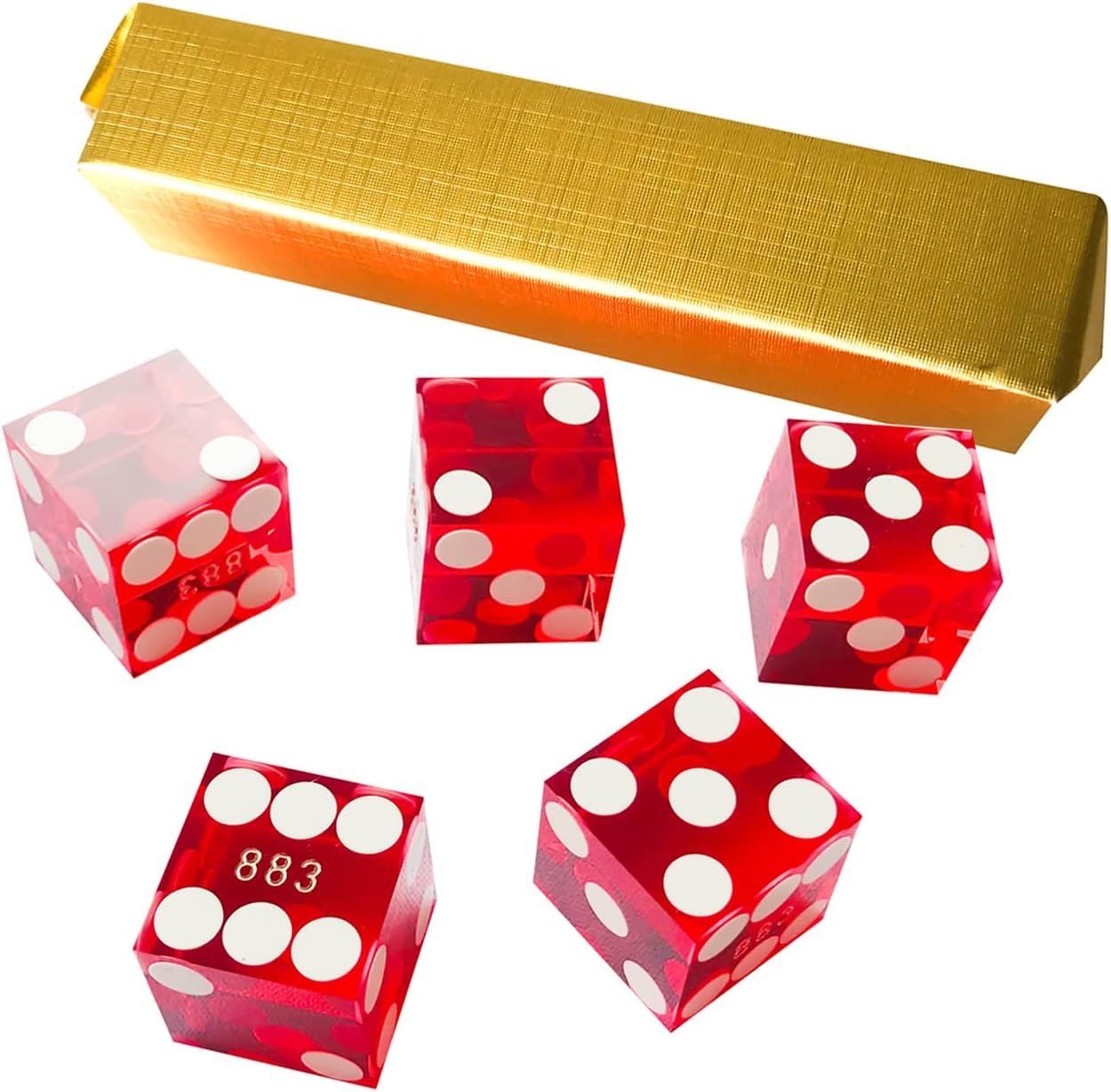 Yuanhe Set of 5 Grade AAA Precision 19Mm Serialized Casino Dice with Razor Edges and Corners