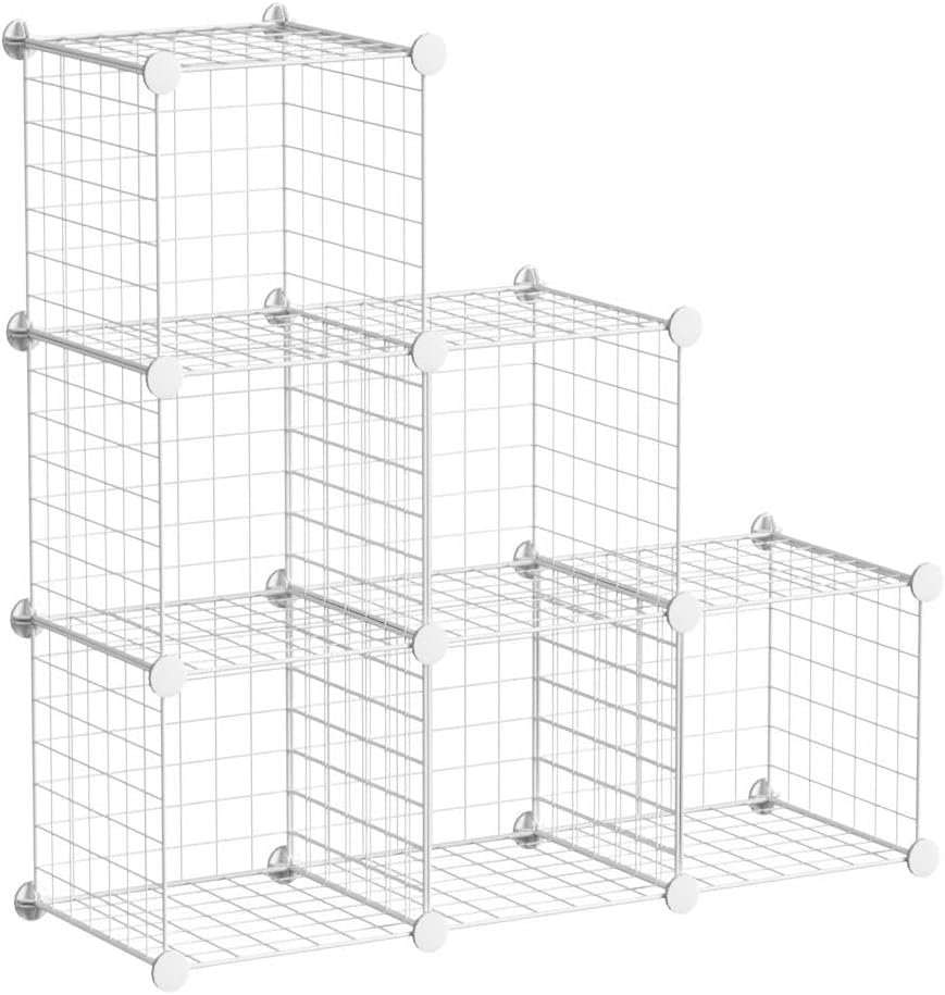 C&AHOME Wire Cube Storage, 6 - Cube Organizer Metal C Grids, Modular Shelves Units, Storage Bins Shelving, Closet Organizer, Ideal for Home, Office, Living Room, 36.6&rdquo;L X 12.4&rdquo;W X 36.6&rdquo;H White