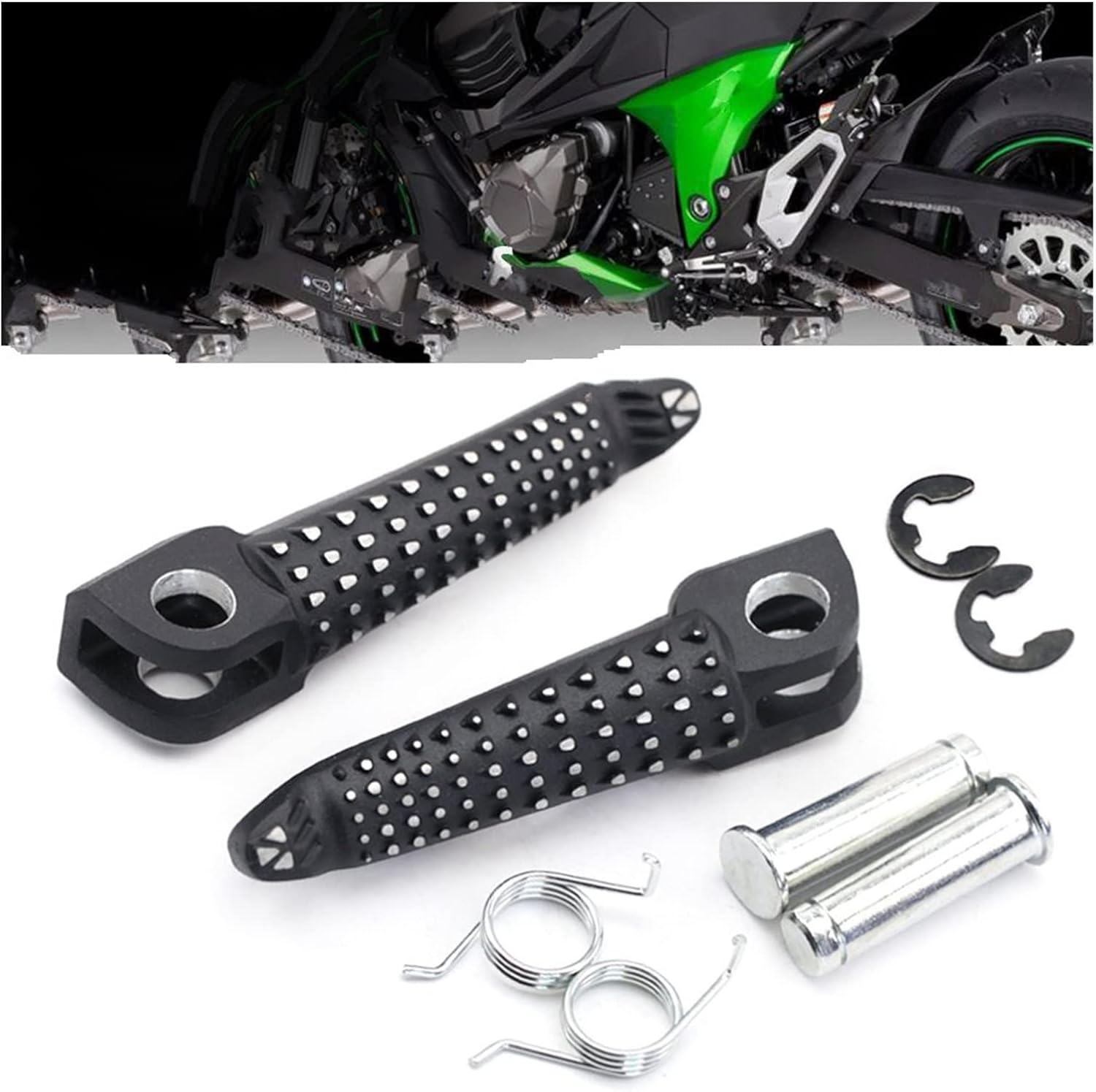Motorcycle Accessories Footrest Pedal Adapters Black Rider Front Foot Pegs for Kawasaki ZX-6R for Ninja ZX-10R Z1000 Z800 Z750R image number 1