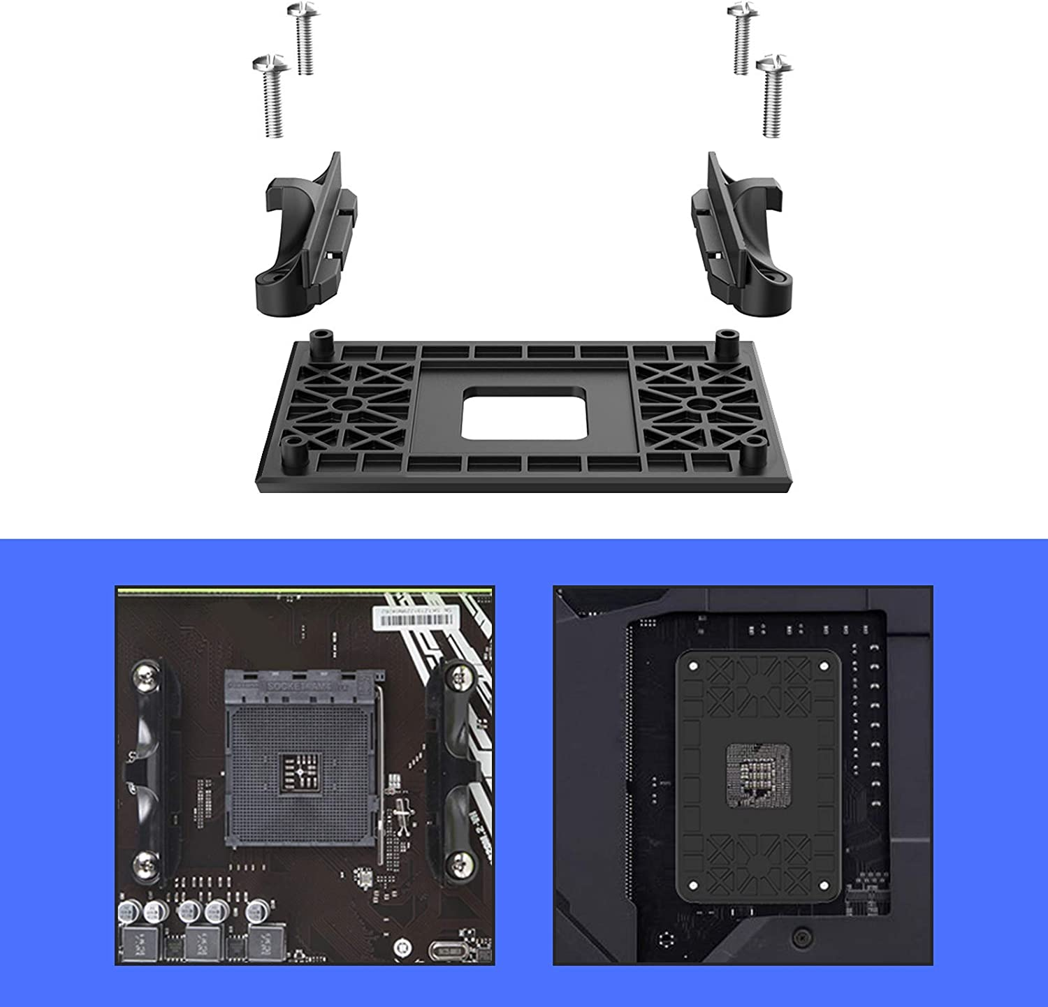 Emsea AMD CPU Fan Bracket Socket Retention Mounting Base for AM4 Motherboard Chipset B350 X370 A320 X470 with Screws Side Fixing Holder image number 5