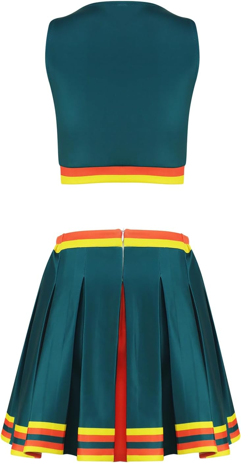 Cheerleader Costume for Women Crop Top Skirt Set Clovers Cheerleading Costume Halloween Cosplay Outfits Uniform image number 5