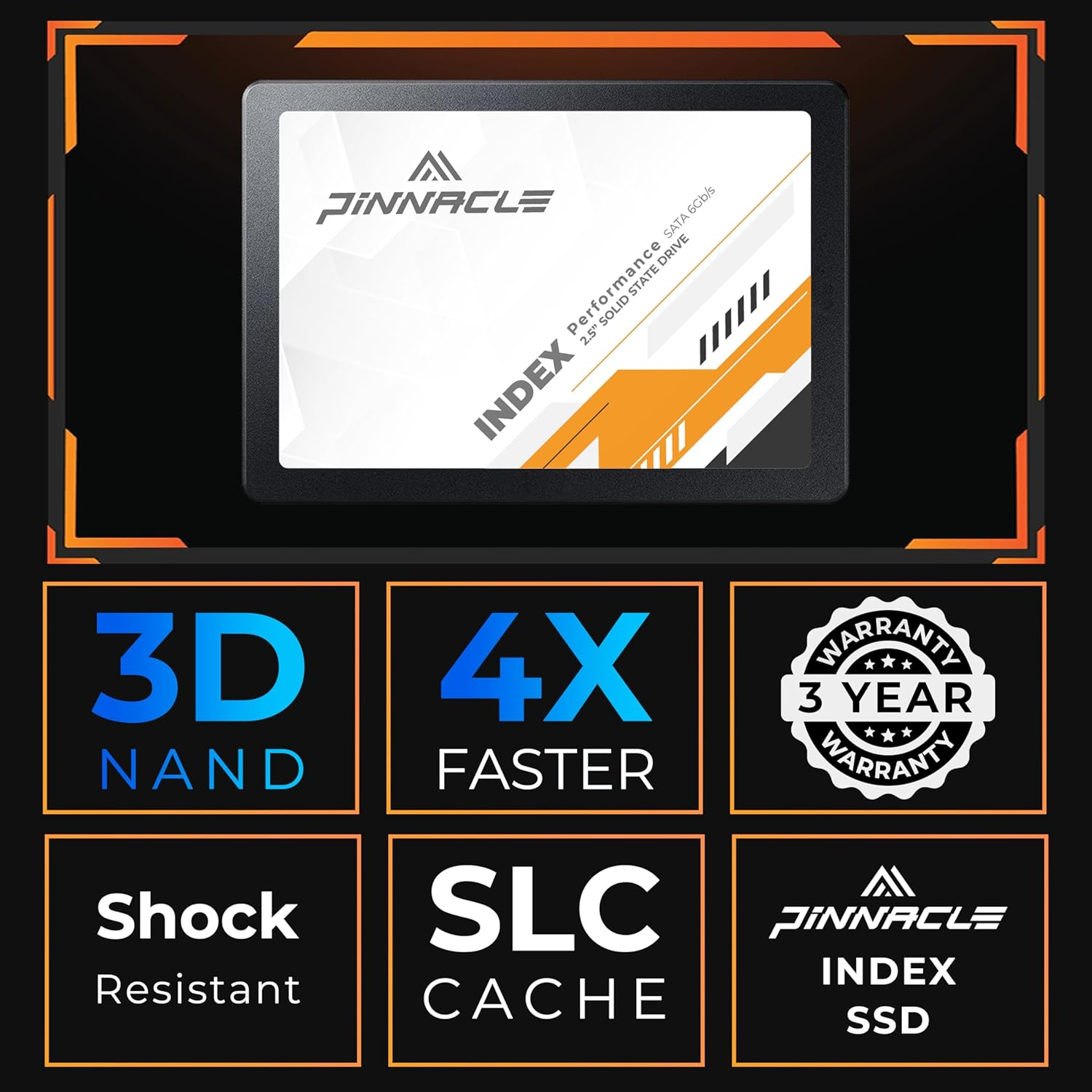Timetec 256GB SSD 3D NAND SATA III 6Gb/S 2.5 Inch 7Mm (0.28") Read Speed up to 530 Mb/S SLC Cache Performance Boost Internal Solid State Drive for PC Computer Desktop and Laptop (Pinnacle)