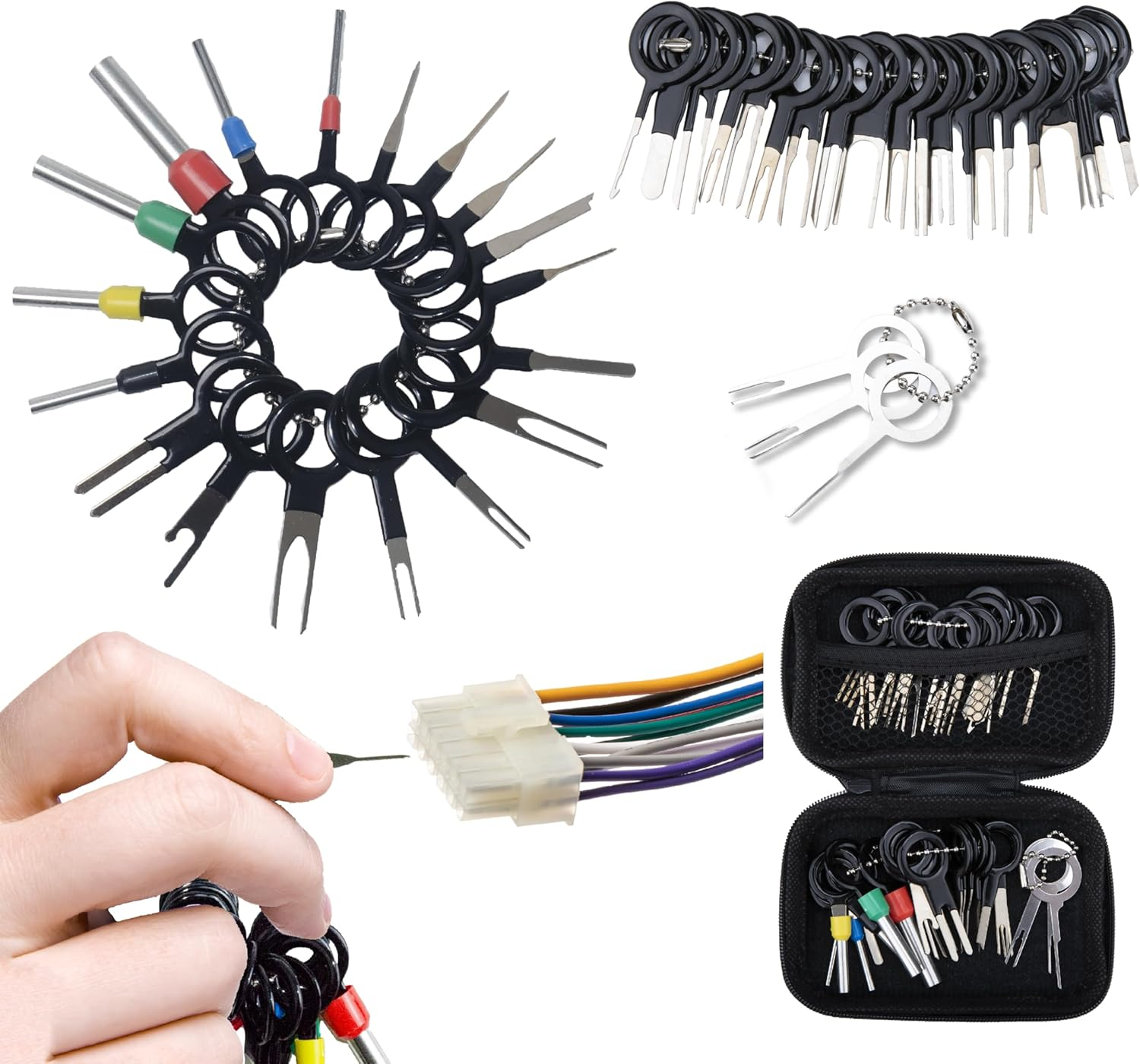 41 PCS Terminal Removal Tool Kit,Pin Extractor Tools Set Electrical Wire Connector Pin Release Depinning Tools for Automotive Car Broken Key Ejector for Home Appliance