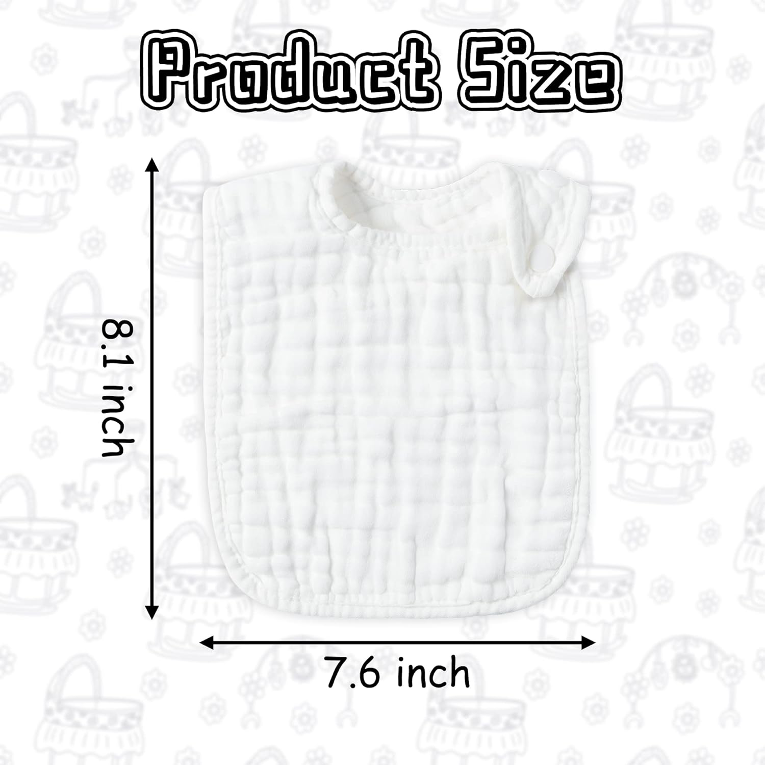 Buoonyer 10Pcs Snap Muslin Cotton Bibs, Baby Bandana Drool Bibs, Adjustable Soft Absorbent Cotton Scarf - Blue, Yellow image number 2