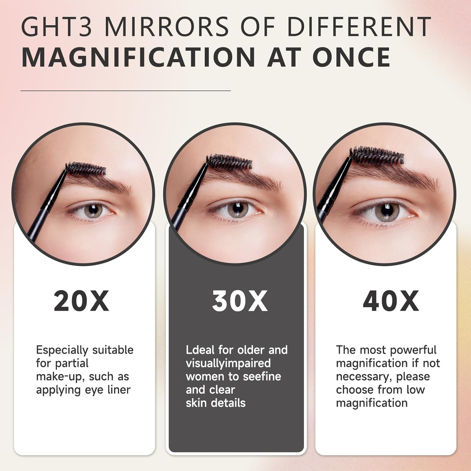 TELAIN 30X Magnifying Mirror for Travel with Handle, Double-Sided 1X/30X Magnification Hand Mirror for Makeup image number 3