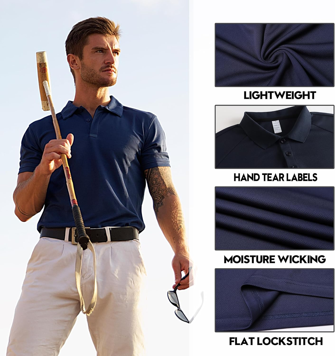 ZENGVEE Men&rsquo;S 5 Pack Polo Shirts for Men Moisture Wicking Golf Shirt Quick Dry Performance Athletic Short Sleeve image number 4