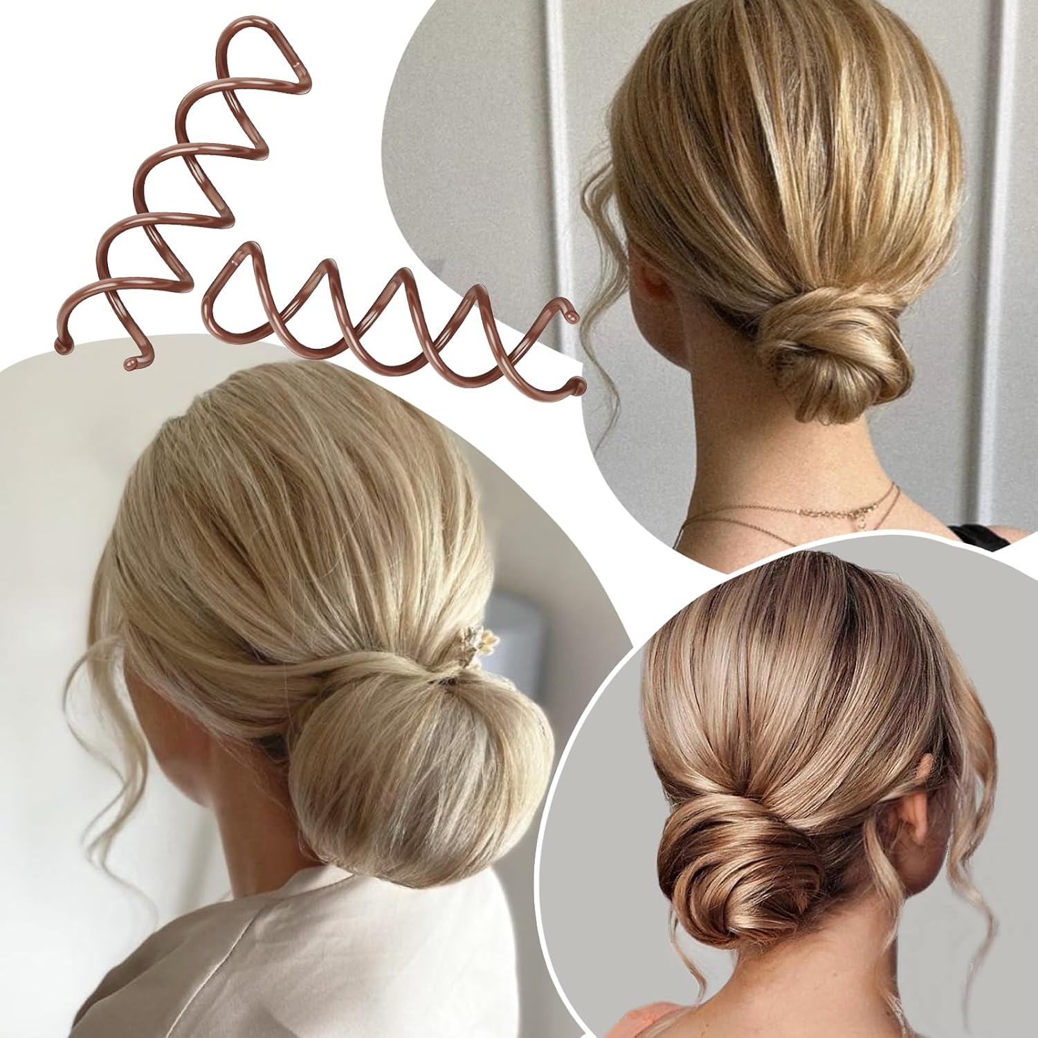 Hautllaif Pack of 20 Spiral Hair Pins - Spiral Hair Clips for Bun & Updo - DIY Hair Styling Tool, Invisible Twist Hair Pins for Women, Brown image number 3