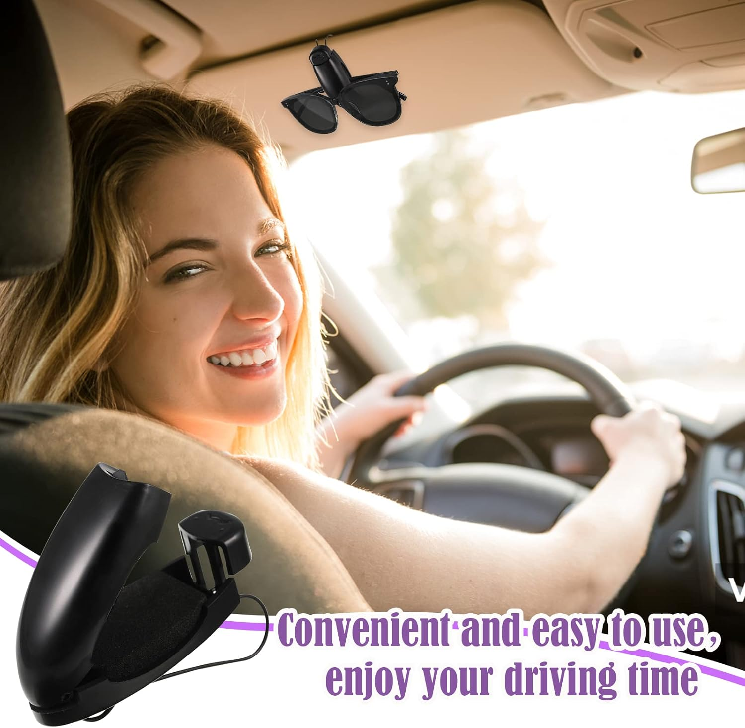 Car Glasses Holder Clip Sunglasses Visor Clips Car Sunglasses Holder Clip Sun Visor Glasses Holder Auto Sunglasses Holder for Car Car Visor Clip Eyeglasses Mount for Sunglasses Fits All Vehicles, 2Pcs