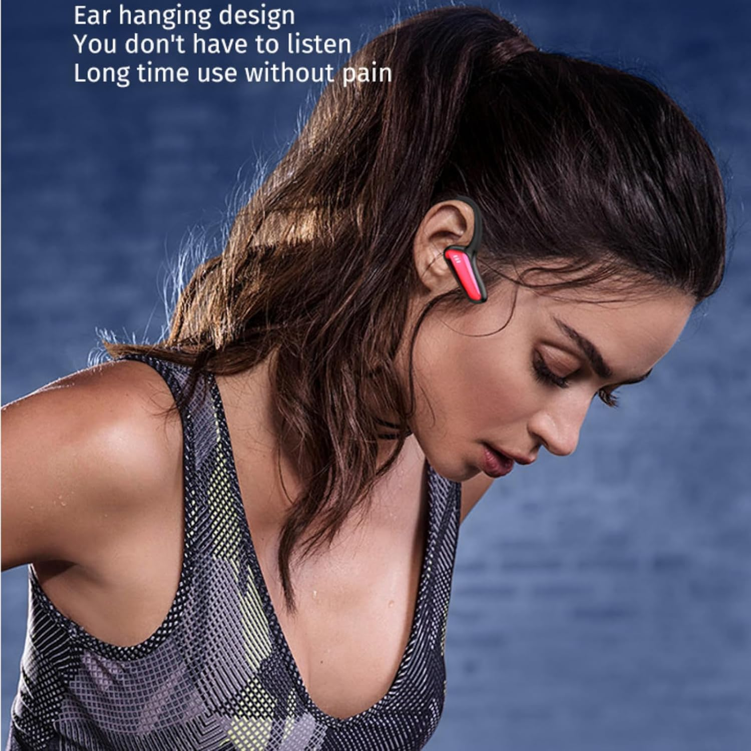 Open Ear Bluetooth Sport Headphones,Bone Conduction Headsets with Mic Wireless Earbuds Waterproof Bluetooth Earhook Earphones Neckband 15H Playtime for Running Bicycle Cycling Workouts(Black) image number 2