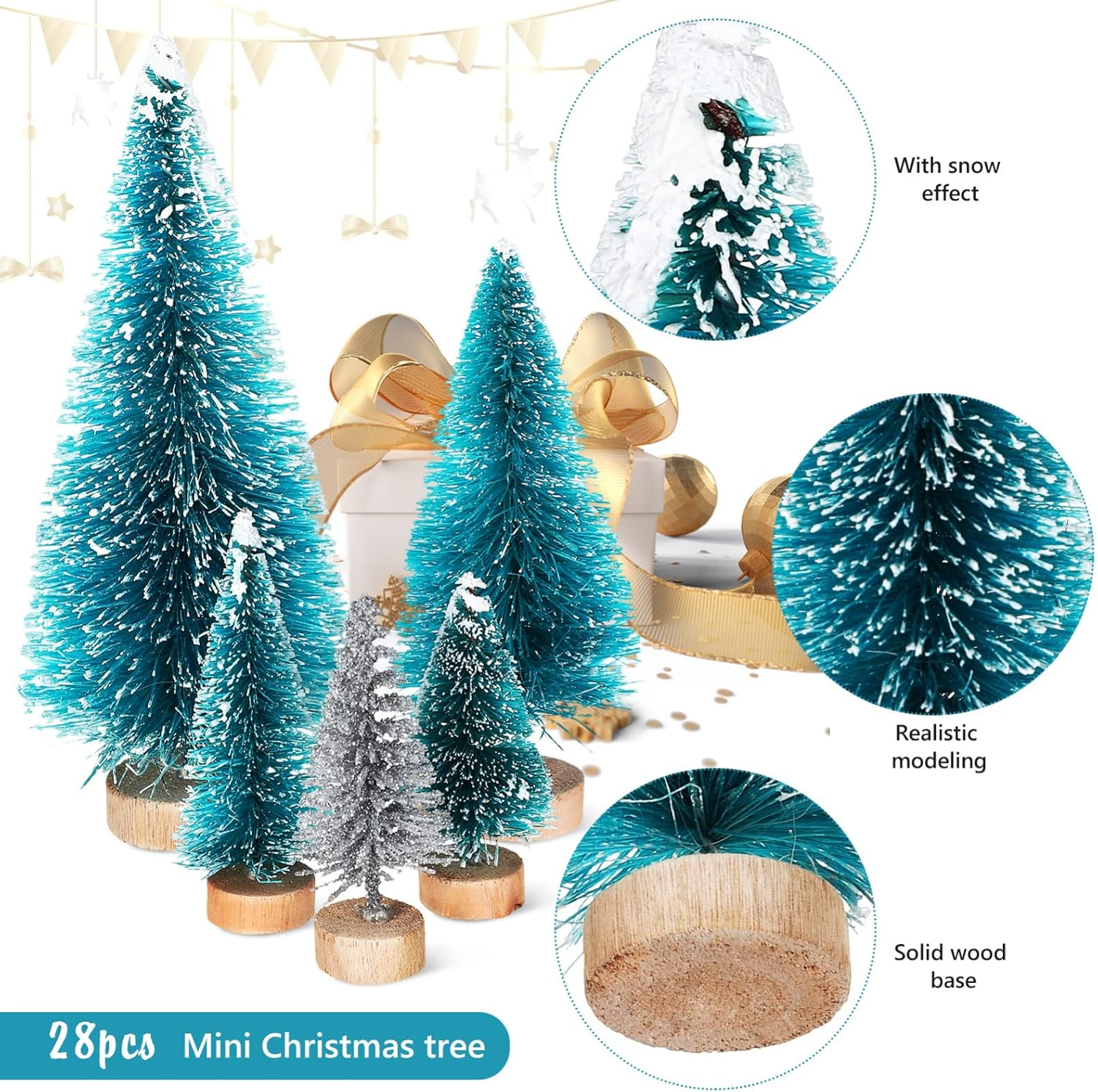 Ciieeo 84Pcs Mini Sisal Frost Trees Plastic Christmas Trees Ornaments for Desktop and Use image number 2