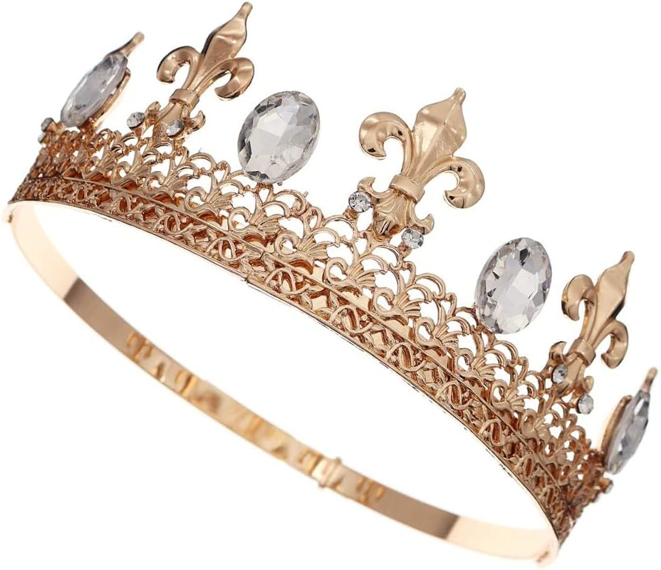Eforcase King Crown for Men Royal Crown Costume Accessory Tiara Baroque Vintage Tiaras Birthday Party round Crowns image number 6