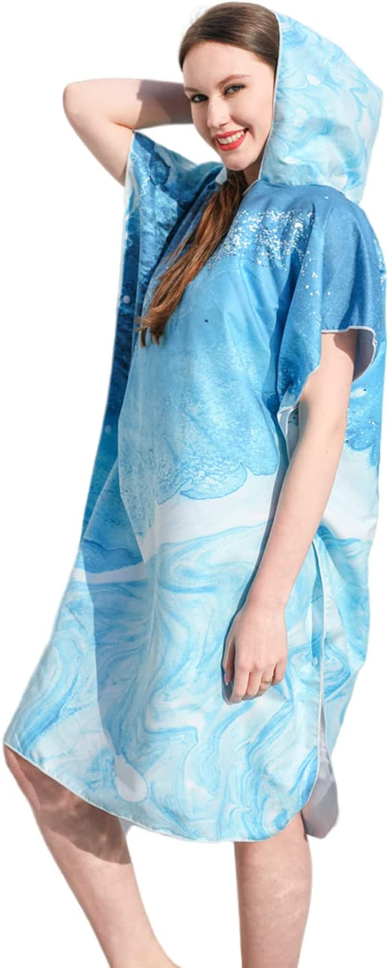 Changing Robe Towel, Surfing Cape Diving Suit Change Robe, Poncho Hooded Robe, Quick Dry Lightweight Microfiber Robe for Surfing Swimming and Beach, Adult Hooded Beach Towel, Oversized Towel image number 3