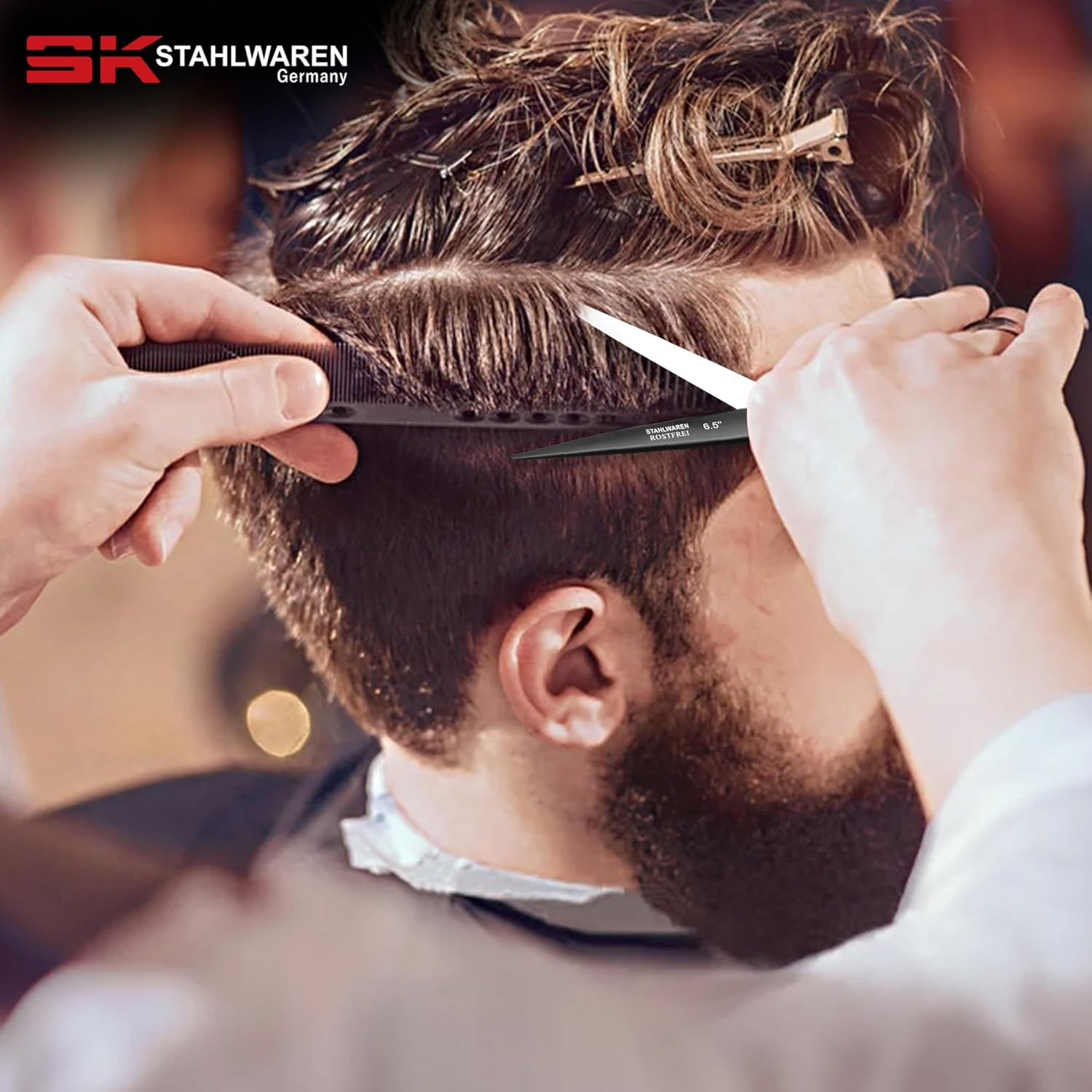 SK STAHLWAREN Hair Scissors 6.5 Inch Premium Rustproof Micro-Toothed Hairdressing Scissors Hair Cutting Scissors for Women, Men and Children for Strong and Fine Hair image number 3