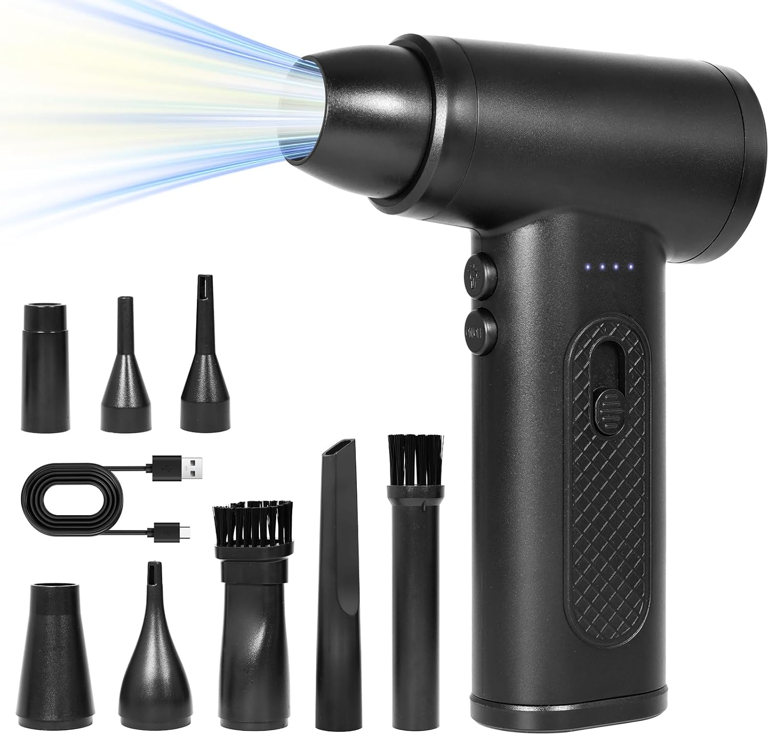 Kozyone Compressed Air Duster, 130000RPM Electric Air Duster with LED Lighting,Rechargeable Air Blowe for PC, Keyboard, Car, Outdoor