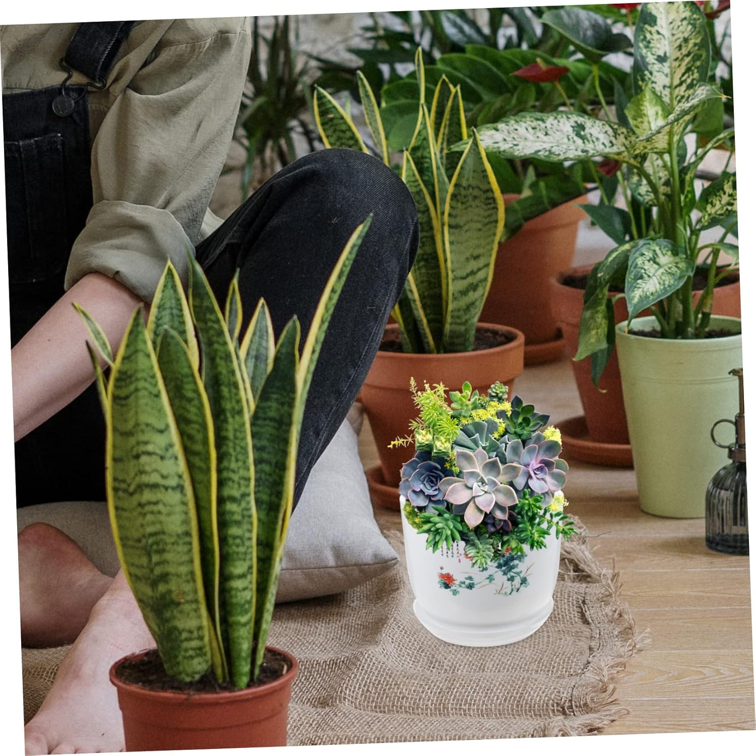 CAXUSD 2Pcs Pp Resin Plant Pots Indoor Flower Pots Garden Supplies Planters for Home image number 2