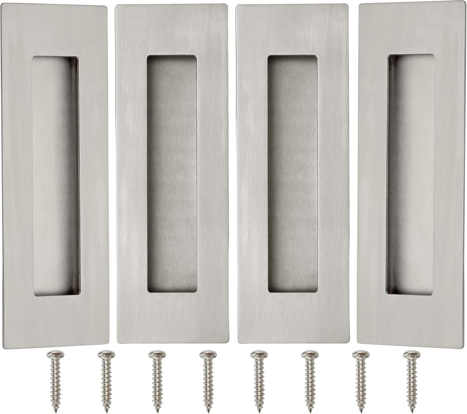 Malimali 6 Inch Recessed Finger Flush Pulls for Pocket Door Closet Door, Sliding Barn Door Handle, Matte Black Stainless Steel Rectangular Door Pulls Hardware(2 Pack)