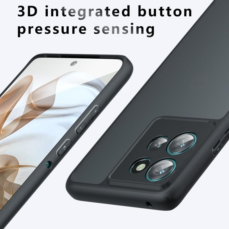 TQLGY Matte Case for Motorola Edge 50 Pro 6.7-Inch, Shockproof Military Grade Drop Protection, Frosted Translucent Skin-Touch Hard Back Slim Phone Cover, Black image number 4