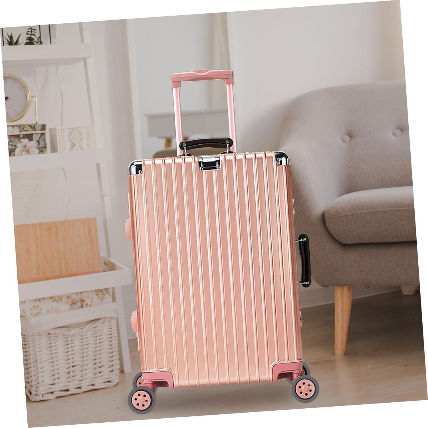 JECOMPRIS 8Pcs Rubber Luggage Wheel Protector Covers Deep Grey Suitcase Wheel Covers Noise-Reducing Travel Luggage Wraps for Spinner Floor Protection image number 5