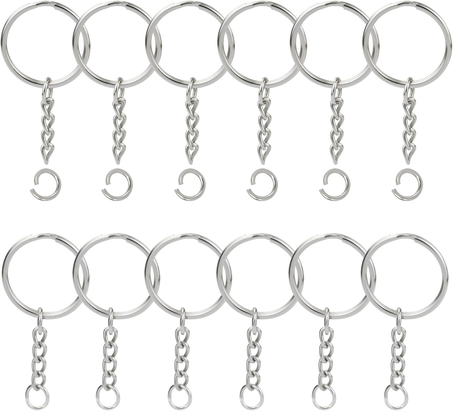 100Pcs Metal Split Key Chain Rings with Chain Silver Key Ring and Open Jump Rings Bulk for Crafts DIY (1"/25Mm) image number 5
