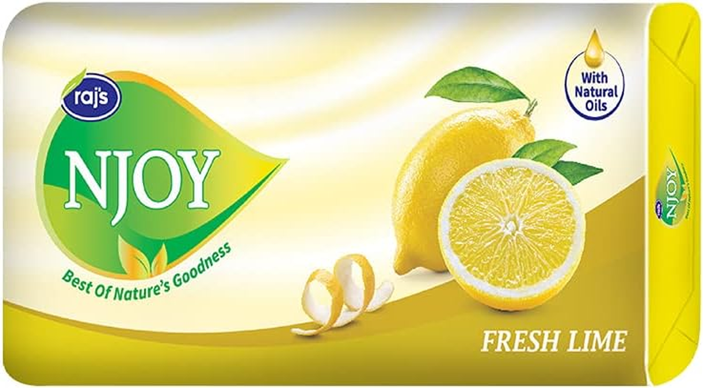 Raj Njoy Bathing Soap Fresh Lime (125G, Pack of 8) image number 6