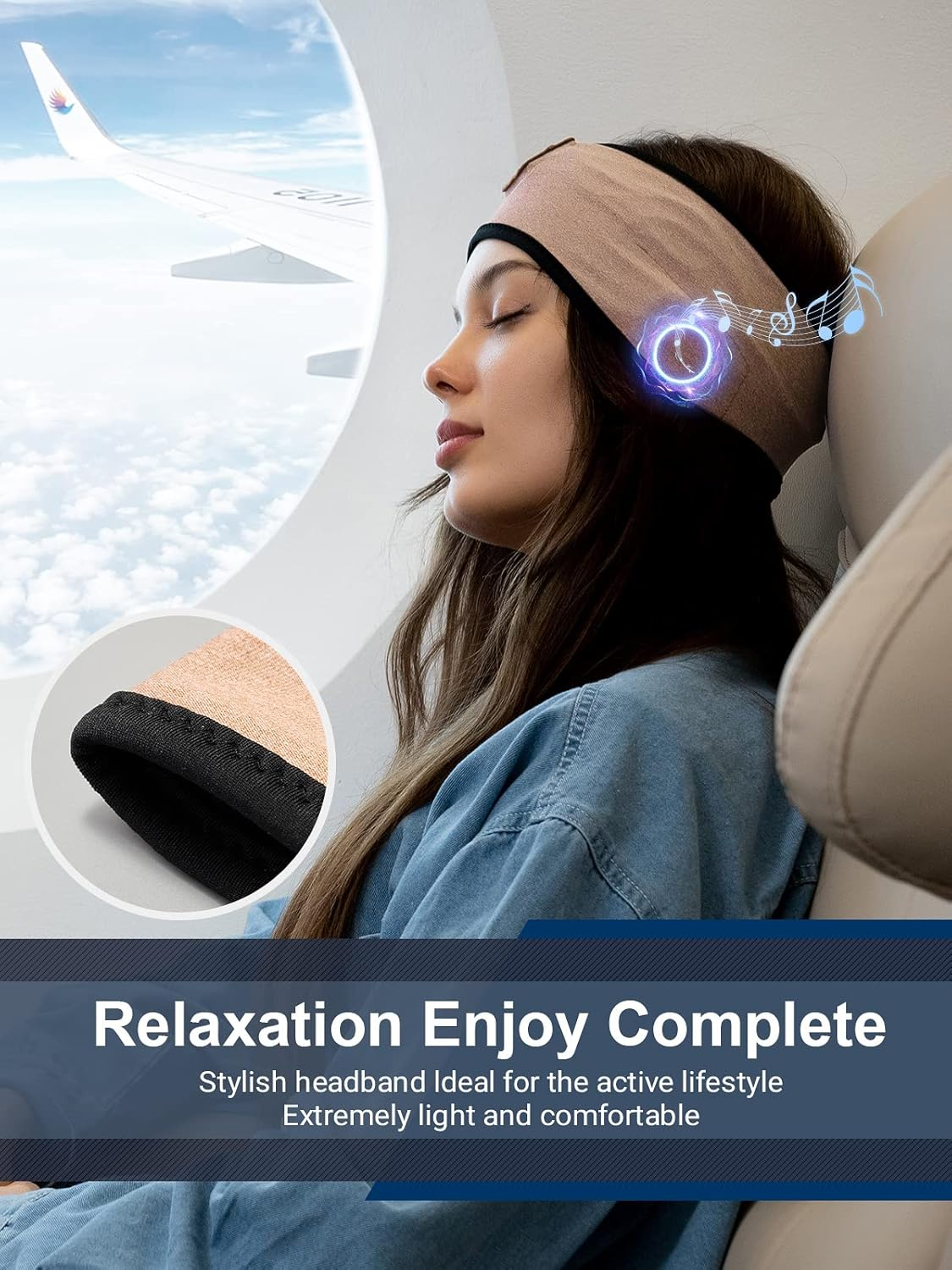 Sleep Headphones Bluetooth Headband - Wireless Music Sleeping Mask Earphones for Side Sleepers with HD Stereo Speaker Tech Gadgets Gifts for Travel Workout Sports Meditation Yoga Housework image number 4
