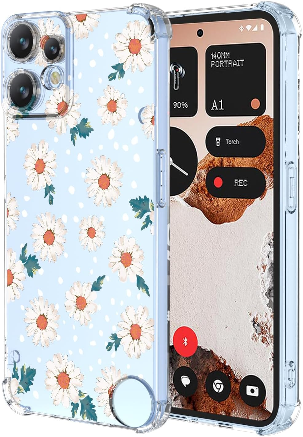 XINYEXIN Mobile Phone Case for Nothing CMF Phone 2 Pro Case Women Girls Flower Pattern Design Ultra Thin Transparent Protective Shockproof TPU Bumper Clear Case - Daisy image number 3