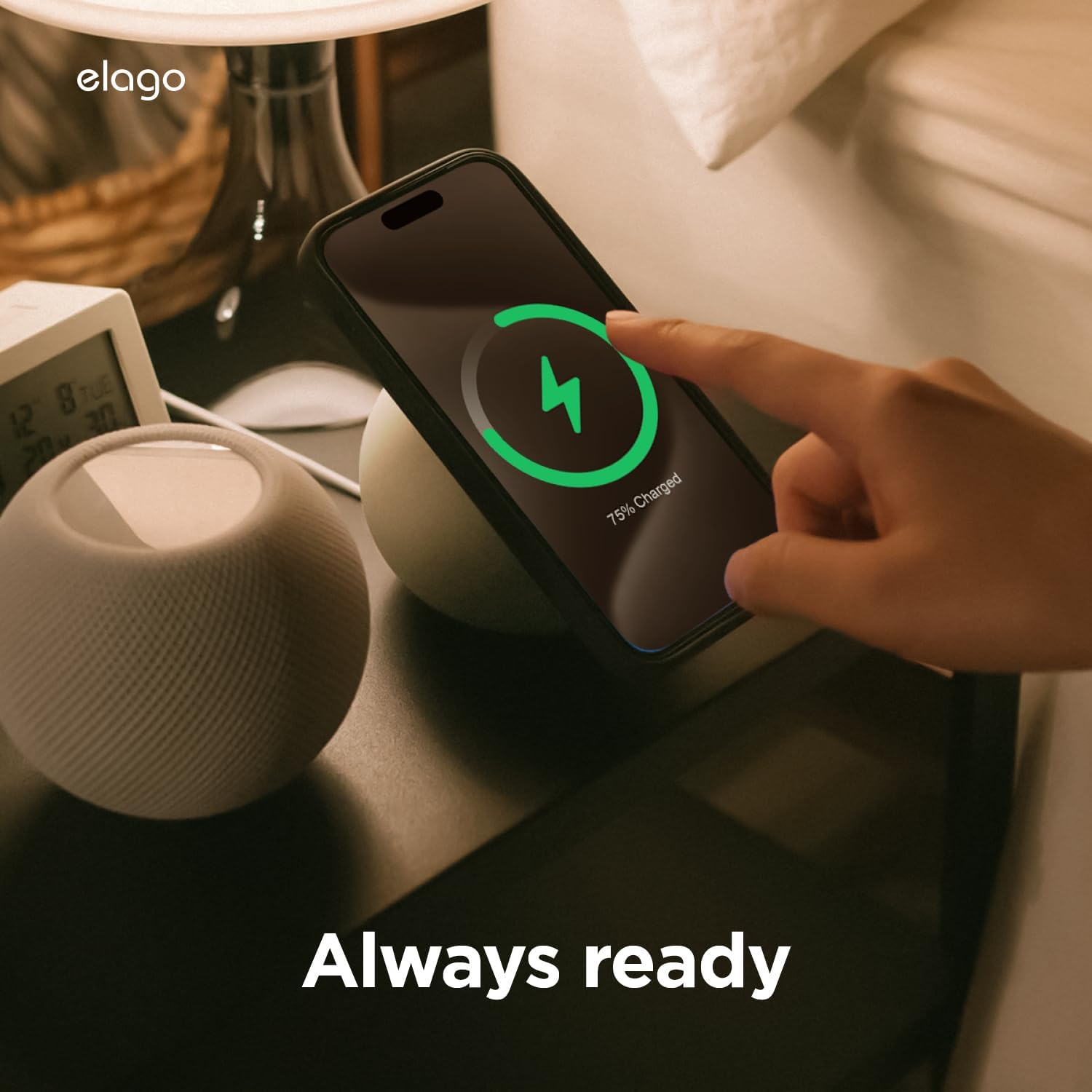 Elago MS2 Charging Stand Compatible with Magsafe Charger - Premium Silicone Stand Compatible with Iphone 17/16/15/14/13/12 Series [Charger Not Included] (Stone) - Sand Pink image number 4