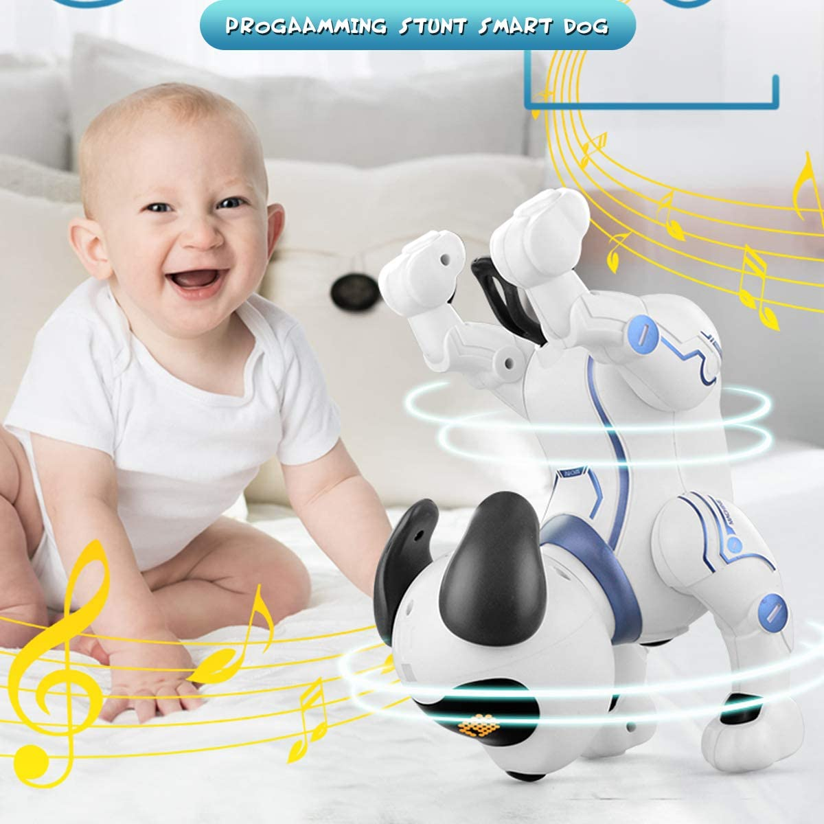 Fisca Remote Control Dog, RC Robotic Stunt Puppy Toys Handstand Push-Up Electronic Pets Dancing Programmable Robot with Sound for Kids Boys and Girls Age 6, 7, 8, 9, 10 Year Old image number 1
