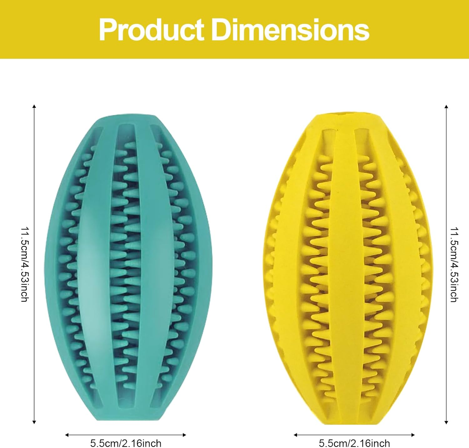 Proxima Direct Dog Toy Balls for Large Dogs, 2 Pack Dog Chew Toys for Slow Feeding Teeth Cleaning, Oval Interactive Pet Ball Toy for Training Fetch Game Relieve Boredom Durable Outdoor Indoor image number 6