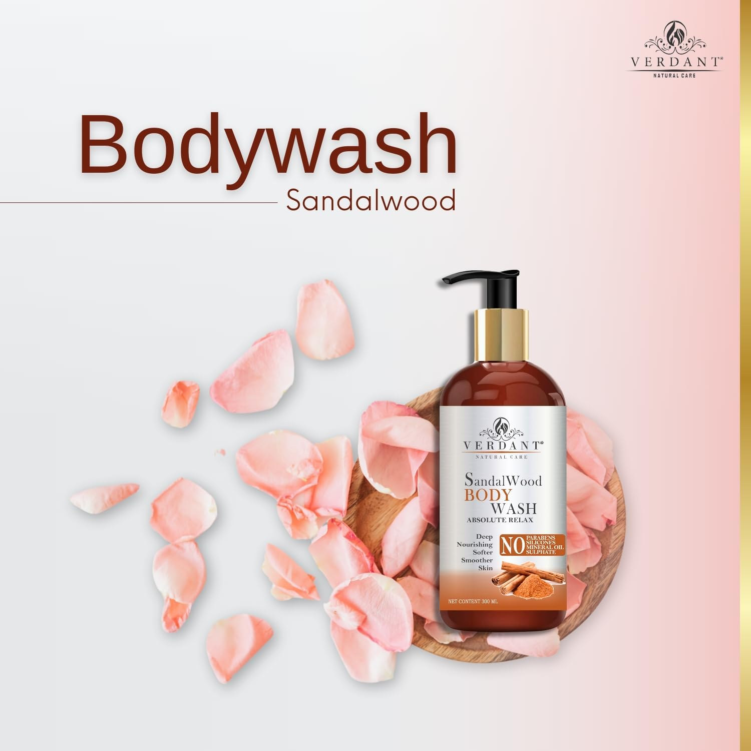 Verdant Natural Care Sandalwood Both & Shower Gel | Body Wash Shower Gel for Women & Men - Ph Balanced, Soap & Paraben Free - 300 Ml image number 4