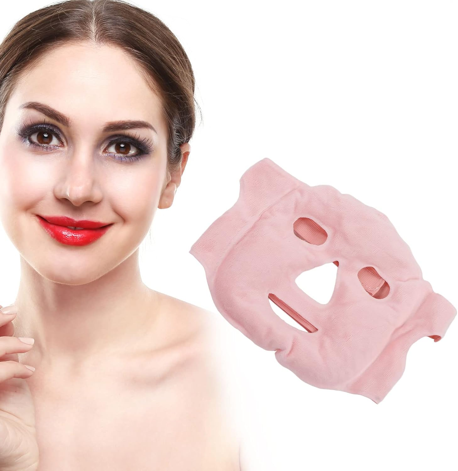 Face Ice Pack Ice Pack for Face Cold Face Mask Cold Face Eye Mask Ice Pack Reduce Face Puff Gel Beads Hot Heat Cold Compress Pack Face for Reusable for Post Laser Care (R&oacute;żowy) image number 2
